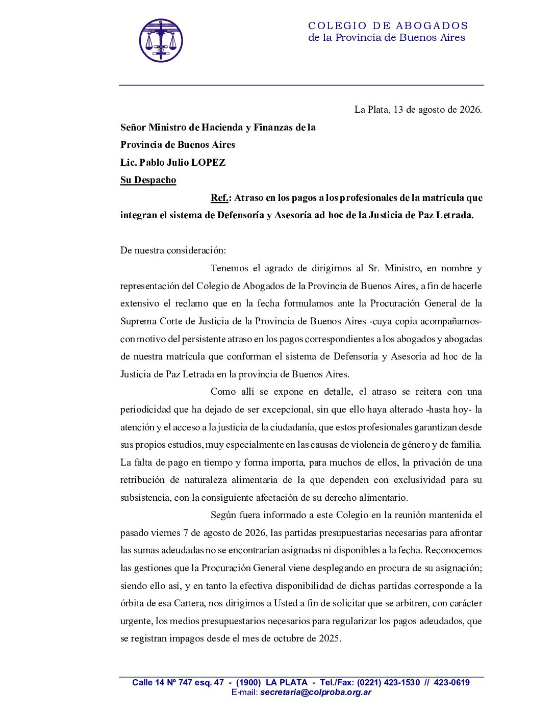 NOTA A MTRO HACIENDA – Honorar Ad Hoc